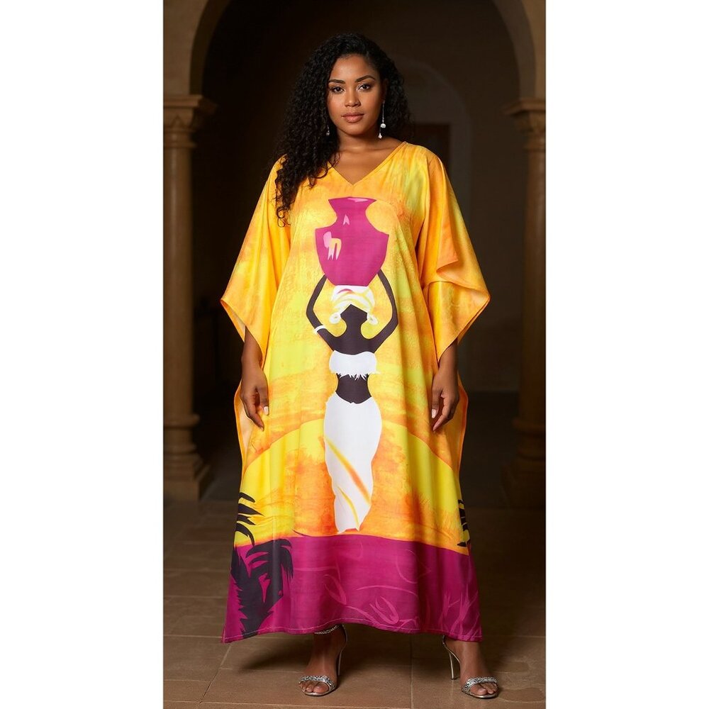 Gypsie Blu Lady Tribal Beach Cover Ups Kaftan Maxi Dress Plus Size Mumu Dresses